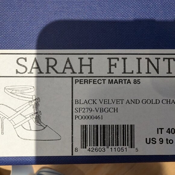 Velvet gold trimmed open back stilletto - Picture 6 of 7